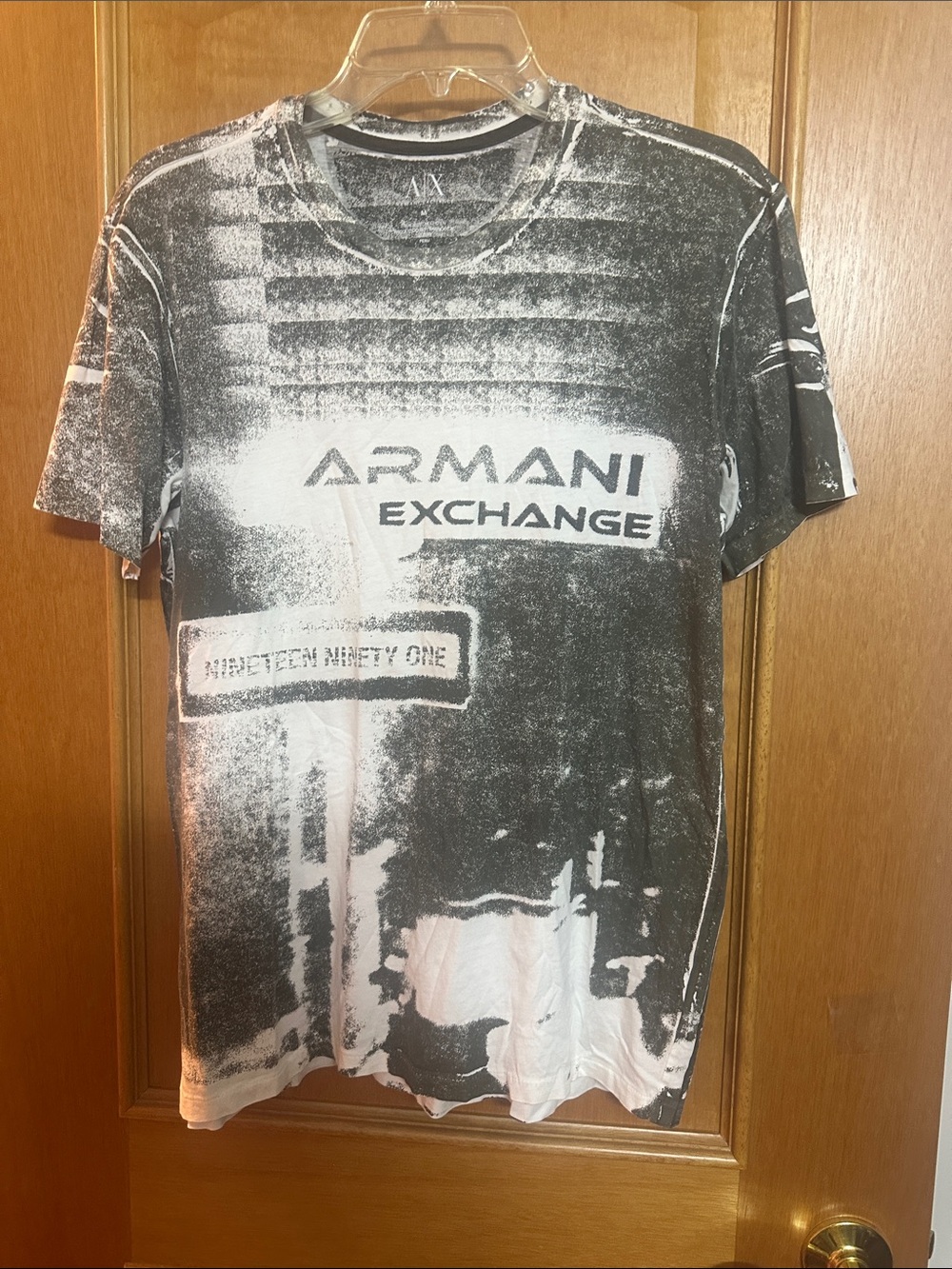 Armani Exchange Black & White Graphic Short-Sleeve Tee